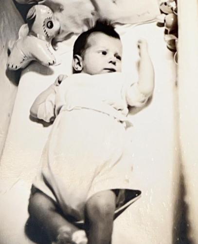 Bobby is 7 weeks old in January 1948.
