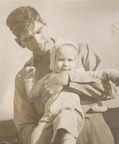 Gus and Bobby on a tower atop Mount Mitchell. He is 10 1/2 months old.