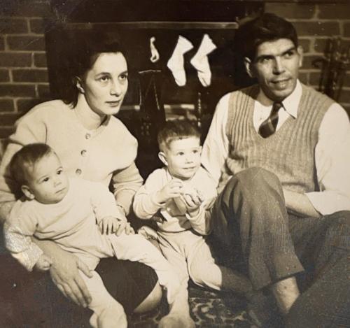 Bobby's second birthday November 24, 1949, now with baby brother Richard.