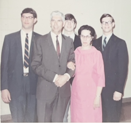 Robert, Randy, and Richard, young men now, with Gus and Thelma, circa late 1960s.