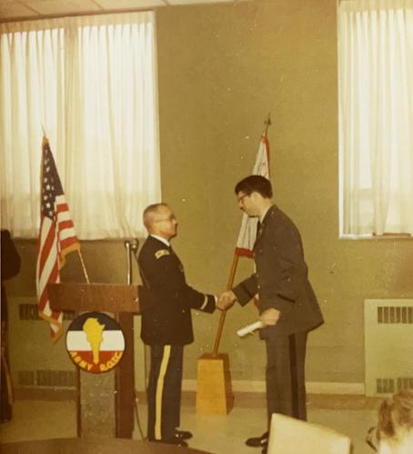Bob receives his commission from the Army and graduates from IUP. May 24, 1970