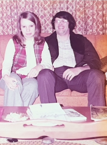Visiting friends — Beckie and Bob, January 1973.