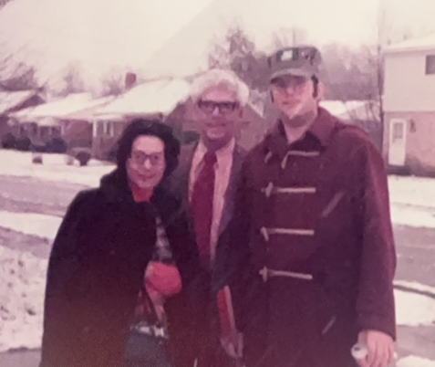 Thelma, Gus, and Bob in Cincinnati, Ohio, for Thanksgiving 1974.