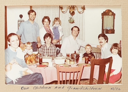 Christmas 1982 in McMurray, PA, with the Hultman relatives: Richard, Beckie, Ashley, Baby Rich, Lynda, Nathan, Jane, Bob, Peter, Randy, and Andrea.