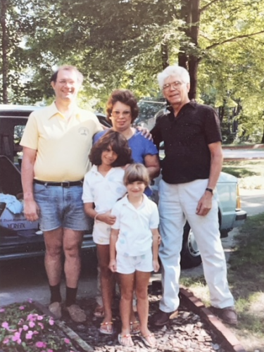 Bob, Beckie, Gus, Andrea, and Ashley – Cadillac, Michigan, July 1986.