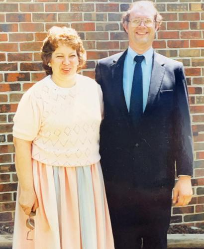 Bob and Beckie at Easter, 1987.