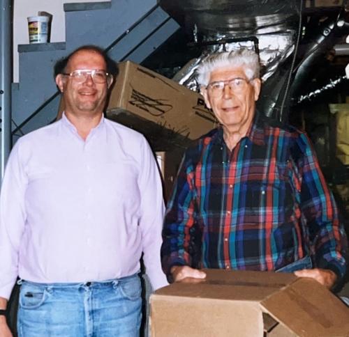 Bob and Gus work in the basement of the Chestnut Drive house, Brentwood, Tennessee, October 1995.