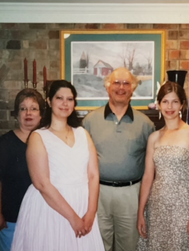 Easter at Britt and Viv's: Beckie, Andrea, Bob, and Ashley, circa mid 2000s.