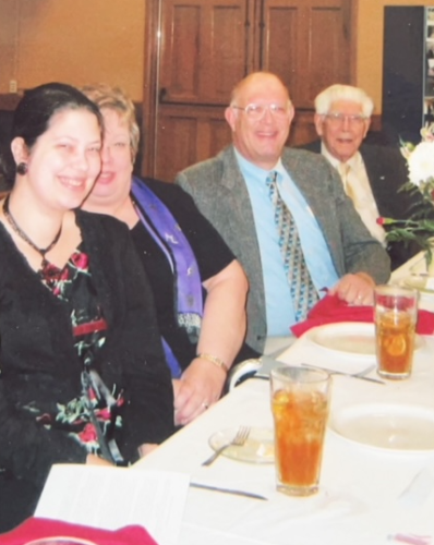 Bob's retirement celebration dinner: Andrea, Beckie, Bob, and Gus. Nashville, Tennessee, January, 2007.