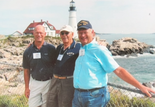 Gus's last ship's crew reunion trip to Portland, Maine: Dick, Gus, and Bob, August 2007.