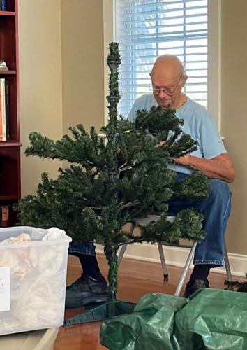 Bob puts together the Christmas tree, December 2023.
